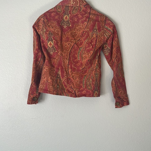 New Identity: Red/ orange Floral blazer:with sequin and beautiful buttons! Small - Picture 8 of 8
